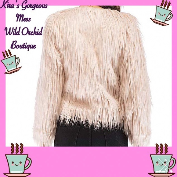☠️🍭☠️BNWT BEIGE/WHITE FAUX FUR SEXY JACKET☠️🍭☠️ - Picture 4 of 5